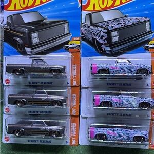 Hot Wheels '83 Chevy Silverado Black and Pink Toy Cars